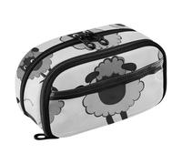 RPLIFE Astuccio di grande capacità, grazioso astuccio con pecora nera, grigia e bianca, organizer per cancelleria con tasca in PVC trasparente, grande astuccio per la scuola