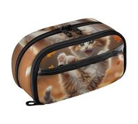 RPLIFE Astuccio di grande capacità per bambini, divertente Kung Fu, organizer per cancelleria, con doppia cerniera, con tasca in PVC trasparente