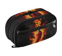 RPLIFE Astuccio di grande capacità per ragazze e ragazzi Red Chili Fire Organizer, organizer multi scomparto per cancelleria con tasca in PVC trasparente