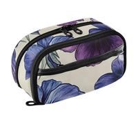 RPLIFE Astuccio grande per ragazze, stile vintage, viola del pensiero, organizer per cancelleria, multi scomparti, con tasca in PVC trasparente