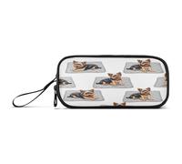 RPLIFE Astuccio grigio con cani carini, astuccio classico tascabile, astuccio per adolescenti
