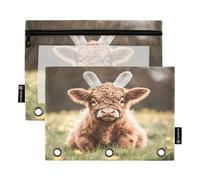 RPLIFE Astuccio pasquale carino Highland Cow 2 Pack penna matita per bambini scuola, raccoglitore sacchetto trasparente per ragazzi ragazze, 9.8 "× 7"