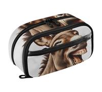 RPLIFE Astuccio per bambini con asino che ride con tasca in PVC trasparente, grande capacità, doppia cerniera, organizer per cancelleria per forniture scolastiche