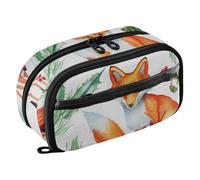 RPLIFE Astuccio per bambini con grazioso animale, volpe, cervo, riccio, con tasca in PVC trasparente, grande capacità, multi scomparti, astuccio per la scuola