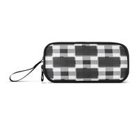 RPLIFE Astuccio per matite a quadretti bianchi e neri, grandi, astuccio multifunzione