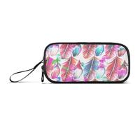 RPLIFE Astuccio per matite bianche con piume colorate ad acquerello, astuccio multi tasca, astuccio carino