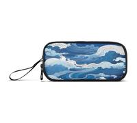 RPLIFE Astuccio per matite con design mandala, grandi borse con cerniera, grazioso astuccio estetico, Turbinii bianchi blu, one size, Stile Artistico