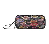 RPLIFE Astuccio per matite con fiore vintage, nero, grandi astucci estetici