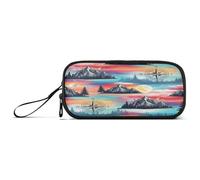 RPLIFE Astuccio per matite con montagne rosa nuvola, astuccio con scomparti, astuccio in tessuto