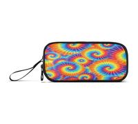 RPLIFE Astuccio per matite con motivo a spirale arcobaleno Tie Dye, arancione con divisione, astuccio per matite per bambini