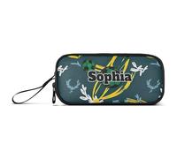 RPLIFE Astuccio per matite da calcio verde e nero, organizer fresco con nome personalizzato per ragazzi con manico e borsa a rete con cerniera