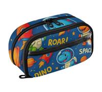 RPLIFE Astuccio per matite per bambini, con tasca in PVC trasparente, grande capacità, con scomparti multipli per materiale scolastico, motivo dinosauri