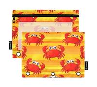 RPLIFE Astuccio per matite per raccoglitore a 3 anelli, confezione da 2, sacchetti morbidi per matite a 3 anelli, forniture per il ritorno a scuola, 24,9 × 17,8 cm, simpatici granchi rossi dei cartoni