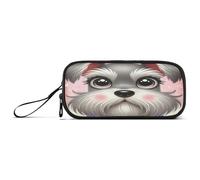 RPLIFE Astuccio per matite rosa con simpatico cane, grande astuccio per matite, grandi borse con cerniera