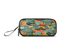 RPLIFE Astuccio per penne e matite con dinosauro retrò, con cerniera, grandi borse per matite