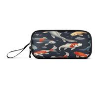 RPLIFE Astuccio per penne e matite con note musicali, grandi borse con cerniera, astuccio per articoli scolastici, Pesce Koi Blu Opaco, one size, Stile Artistico