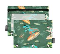 RPLIFE Astuccio per raccoglitori a 3 anelli, confezione da 2 astucci con finestra, materiale per il ritorno a scuola, 24 cm × 17 cm, fantastico dinosauro skateboard