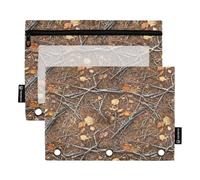 RPLIFE Astuccio per raccoglitori a 3 anelli, confezione da 2 astucci con finestra trasparente, materiale per il ritorno a scuola, 9,8 pollici × 7 ", rami secchi realistici marrone