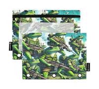 RPLIFE Astuccio per raccoglitori a 3 anelli, confezione da 2, astuccio morbido con cerniera con occhielli, materiale per il ritorno a scuola, 24 cm x 17 cm, Cute Frog Corps