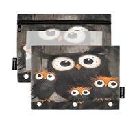 RPLIFE Astuccio per raccoglitori a 3 anelli, confezione da 2, astuccio morbido e grande con occhielli, materiale per il ritorno a scuola, 24 cm x 17 cm, gufo madre e piccolo gufo