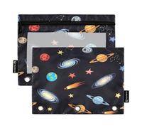 RPLIFE Astuccio per raccoglitori a 3 anelli, confezione da 2, astuccio morbido e grande per raccoglitore, elementi essenziali per il ritorno a scuola, 24 x 17 cm, simpatici pianeti dei cartoni animati