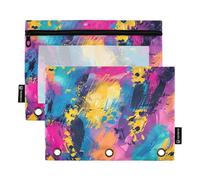 RPLIFE Astuccio per raccoglitori a 3 anelli, confezione da 2, astuccio morbido e grande per raccoglitore a 3 anelli, forniture per il ritorno a scuola, 24 cm x 17 cm, graffiti colorati