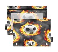 RPLIFE Astuccio per raccoglitori a 3 anelli, confezione da 2, astuccio morbido grande, essenziale per il ritorno a scuola, 24 × 17 cm, Cool Soccer Balls grigio fuoco