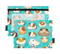 RPLIFE Astuccio per raccoglitori a 3 anelli, confezione da 2, astuccio morbido per penne per raccoglitore, forniture per il ritorno a scuola, 24 cm x 17 cm, simpatico porcellino d'India colorato