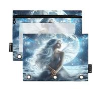 RPLIFE Astuccio per raccoglitori a 3 anelli, confezione da 2, astuccio morbido piatto, essenziale per il rientro a scuola, 24 × 17 cm, Mystery Fairy Moon