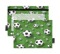 RPLIFE Astuccio per raccoglitori a 3 anelli, confezione da 2, astuccio morbido piatto, essenziale per il rientro a scuola, 9,8 "× 7", palloni da calcio bianchi neri verdi