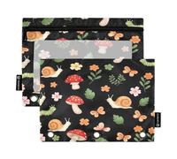 RPLIFE Astuccio per raccoglitori a 3 anelli, confezione da 2, borsa morbida trasparente con occhielli, materiale per il ritorno a scuola, 24 cm x 17 cm, lumache stravaganti