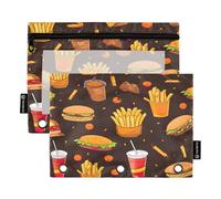 RPLIFE Astuccio per raccoglitori a 3 anelli, confezione da 2, morbide tasche per raccoglitori ad anelli, materiale per il ritorno a scuola, 24 cm x 17 cm, marrone colorato fast food