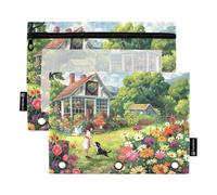 RPLIFE Astuccio per raccoglitori a 3 anelli, confezione da 2, morbide tasche per raccoglitori ad anelli, elementi essenziali per il ritorno a scuola, 24 cm x 17 cm, giardino segreto tra fiori