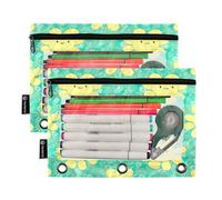 RPLIFE Astuccio per raccoglitori a 3 anelli, confezione da 2, morbido astuccio piatto grande con cerniera, forniture per il rientro a scuola, 24 cm × 17 cm, margherite Kawaii Chibi