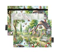 RPLIFE Astuccio per raccoglitori a 3 anelli, confezione da 2, morbido sacchetto con cerniera in PVC, elementi essenziali per il rientro a scuola, 9,8 "× 7", Cottage Garden