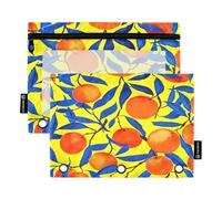 RPLIFE Astuccio per raccoglitori a 3 anelli, confezione da 2 panni per 3 anelli, elementi essenziali per il ritorno a scuola, 24 cm × 17,8 cm (taglia unica x 2), ramo di arance foglie blu giallo
