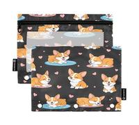 RPLIFE Astuccio per raccoglitori a 3 anelli, confezione da 2, sacchetti morbidi per raccoglitori a 3 anelli, elementi essenziali per il ritorno a scuola, 24 cm × 17 cm, simpatici cani dei cartoni