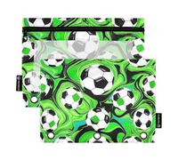 RPLIFE Astuccio per raccoglitori a 3 anelli, confezione da 2, sacchetti morbidi per raccoglitori, materiale per il ritorno a scuola, 24 × 17 cm, palloni da calcio verdi