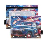 RPLIFE Astuccio per raccoglitori a 3 anelli, confezione da 2, sacchetto con cerniera in morbido PVC, elementi essenziali per il rientro a scuola, 9,8 "× 7", palloncini camion blu di luglio