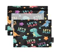 RPLIFE Astuccio per raccoglitori con finestra trasparente, confezione da 2 astucci per raccoglitori per ragazze e bambini, materiale scolastico, 24 x 17 cm, simpatici dinosauri colorati