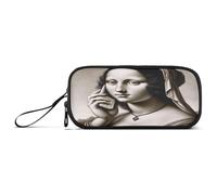 RPLIFE Astuccio portamatite con sospetto motivo gatto, astuccio lungo, Mona Lisa fa una telefonata, One size, Stile artistico