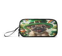 RPLIFE Astuccio portamatite meccanico dinosauro, astuccio multi tasca, astuccio Kawaii, Cucciolo di carlino per il giorno di San Patrizio, one size, Stile Artistico
