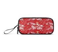 RPLIFE Astuccio rosso per matite con fiori di ciliegio, astuccio con divisione, grazioso
