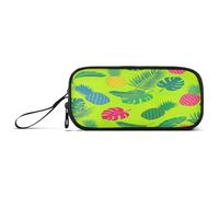 RPLIFE Astuccio verde con foglie tropicali e ananas per matite, grandi astucci con cerniera, astuccio preppy