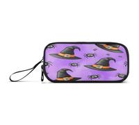 RPLIFE Astuccio viola con cappello da strega nero, astuccio con cerniera, astuccio in tela