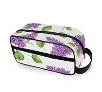 RPLIFE Beauty case da viaggio con fiori viola lilla e bianchi, grande borsa per il trucco con manico