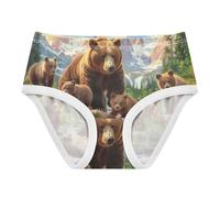 RPLIFE Biancheria intima per bambine, slip per bambine, in cotone, 2-8 anni, Orso bruno selvat, 3 anni