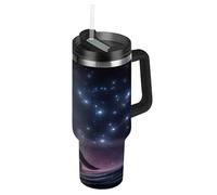 RPLIFE Bicchiere con coperchio e cannuccia, 880,5 g, isolato, in acciaio inox, tazza da caffè per uomo e donna, da viaggio, con lupo e costellazione zodiacale