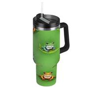 RPLIFE Bicchiere con manico, 880,5 g, tazza da caffè isolata in acciaio inox, per uomo e donna, da viaggio, con foglie verdi colorate