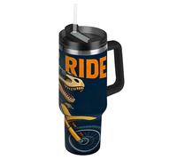 RPLIFE Bicchiere con manico, 880,5 g, tazze da caffè isolate in acciaio inox con coperchio, per uomini e donne, viaggi, scheletro di dinosauro Rex